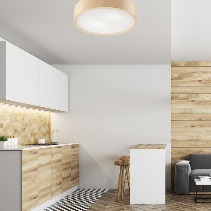 Lampada a Soffitto Eveline 2, Marrone, Legno, 37x37x8 cm, Seven Design