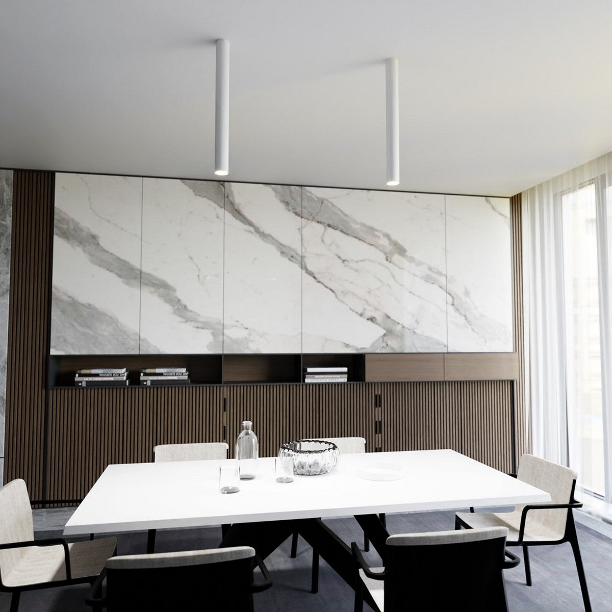 Lampada a Soffitto Dante, Bianco, Acciaio, 36x36x8 cm, Seven Design