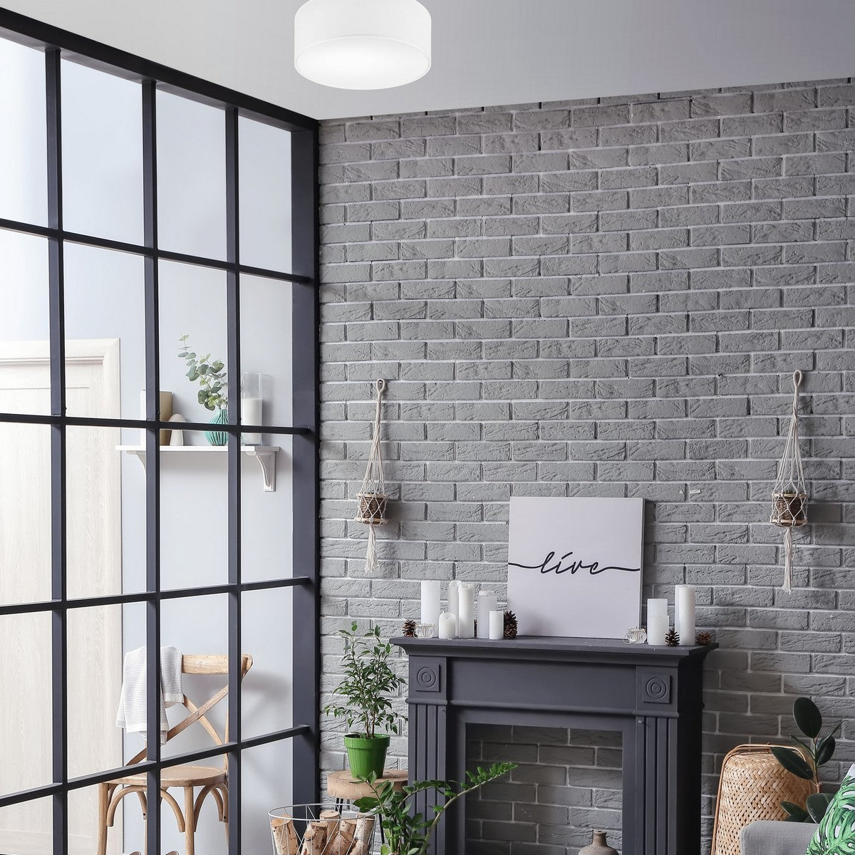 Lampada a Soffitto Vivian, Bianco, Plastica, 35x35x13 cm, Seven Design