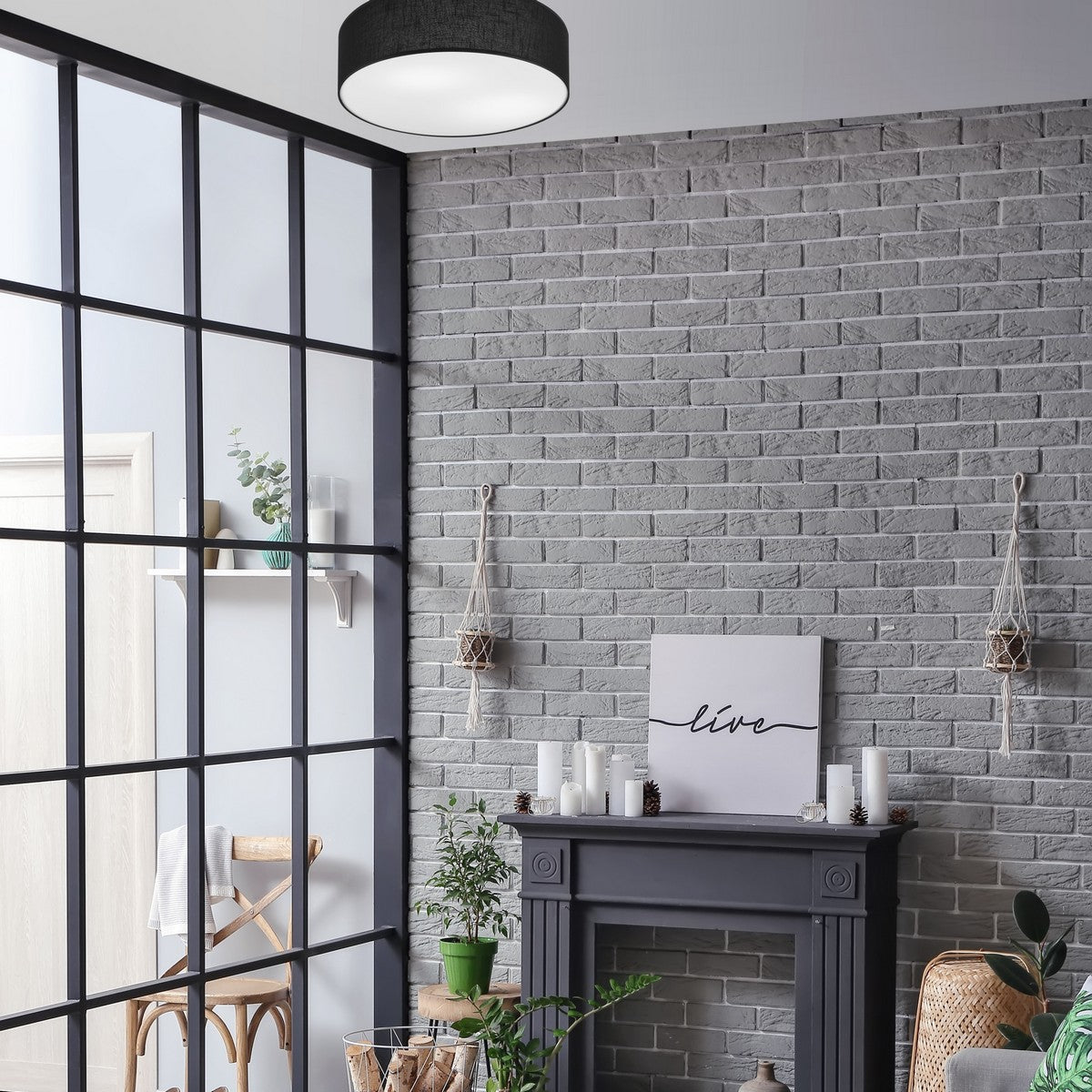 Lampada a Soffitto Vivian, Nero, Plastica, 45x45x13 cm, Seven Design