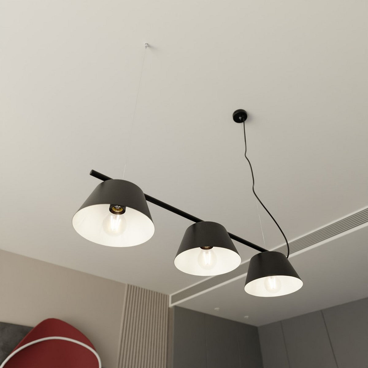 Lampada a Soffitto Vivian, Nero, Plastica, 45x45x13 cm, Seven Design