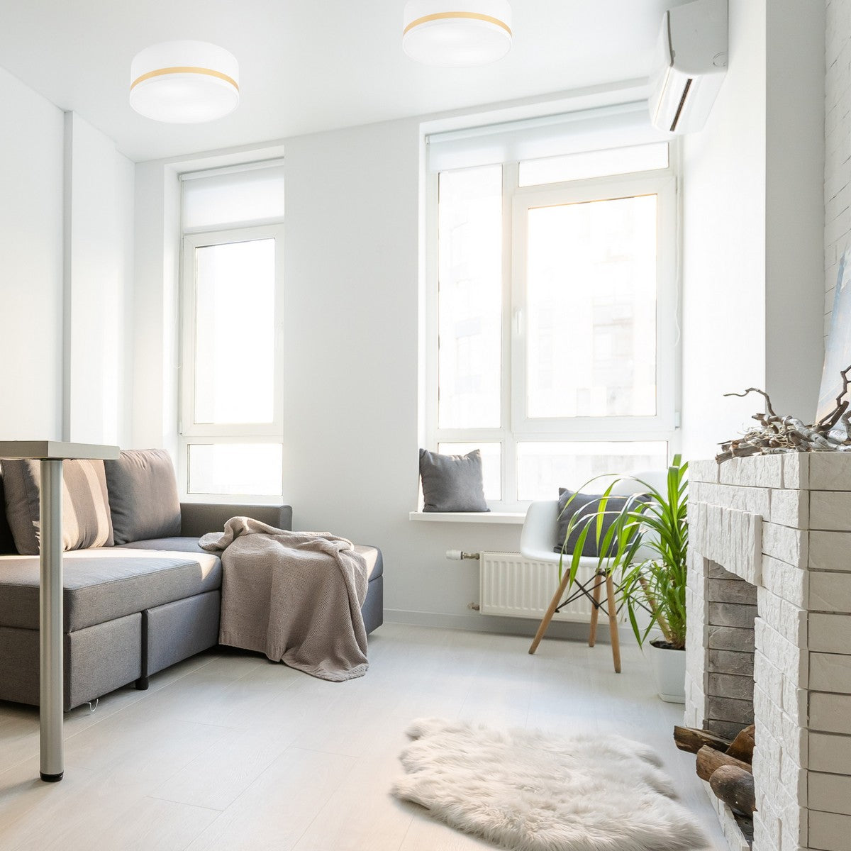 Lampada a Soffitto Gloria, Bianco, Plastica, 35x35x16 cm, Seven Design