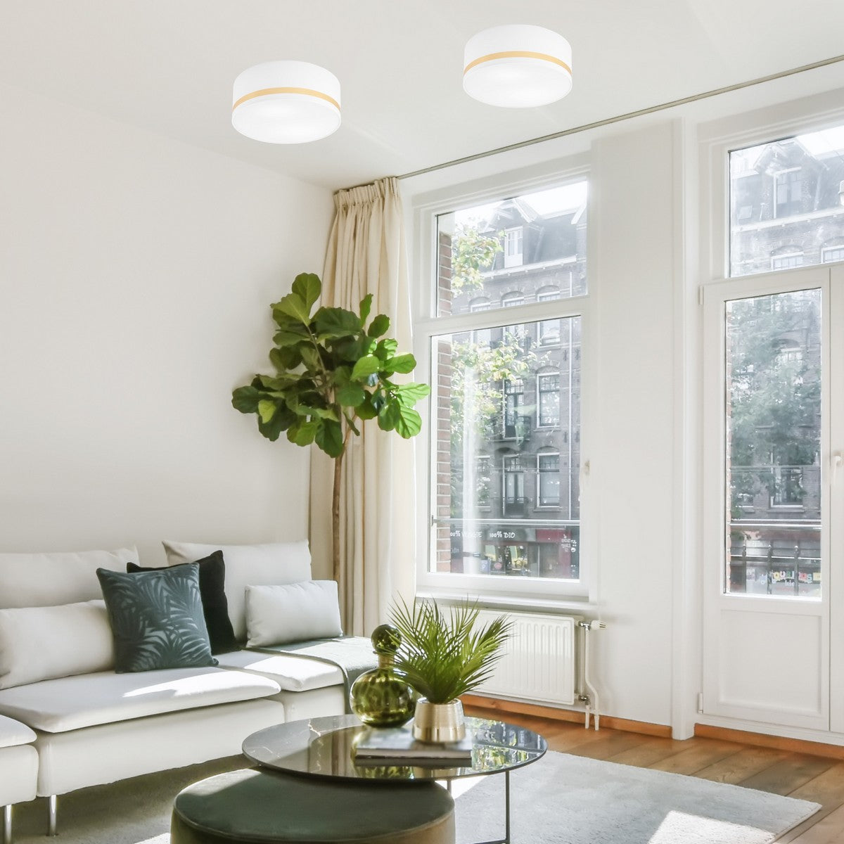 Lampada a Soffitto Gloria, Bianco, Plastica, 35x35x16 cm, Seven Design