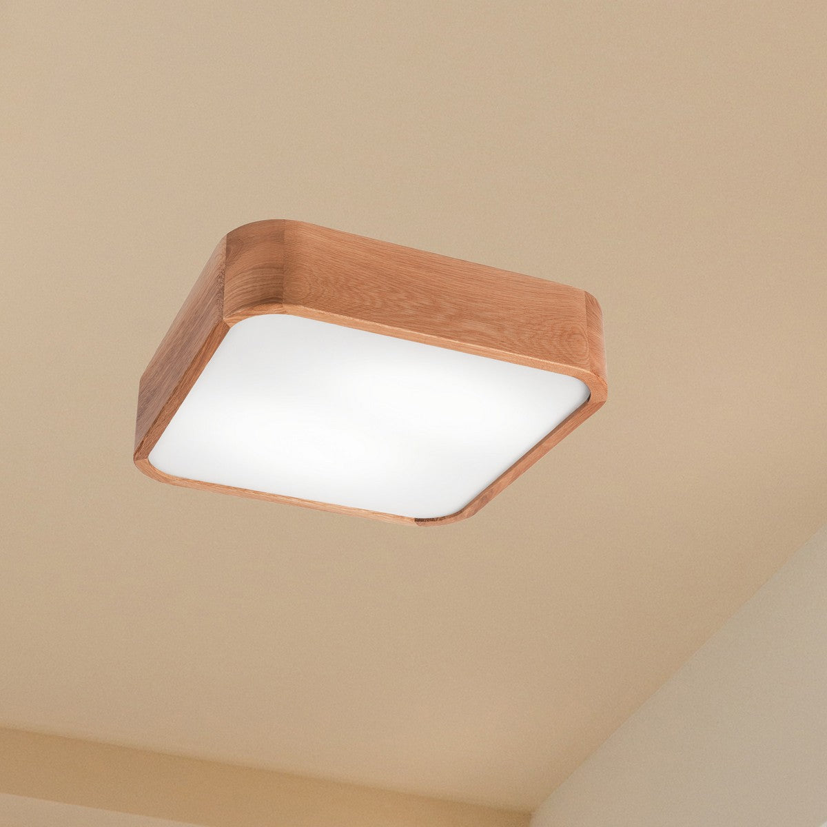 Lampada a Soffitto Gaspar, Marrone, Legno, 35x35x8 cm, Seven Design