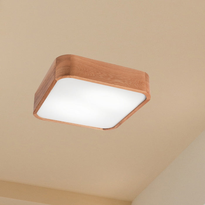 Lampada a Soffitto Gaspar, Marrone, Legno, 35x35x8 cm, Seven Design
