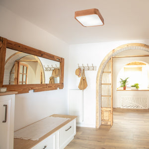 Lampada a Soffitto Gaspar, Marrone, Legno, 35x35x8 cm, Seven Design