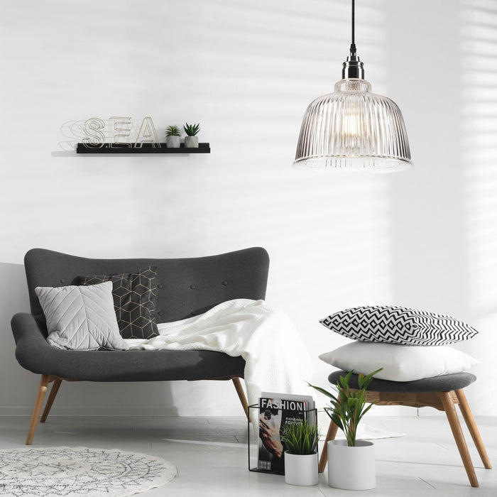 Lampada a Sospensione Asta, Argento, Acciaio, 28x28x81 cm, Seven Design