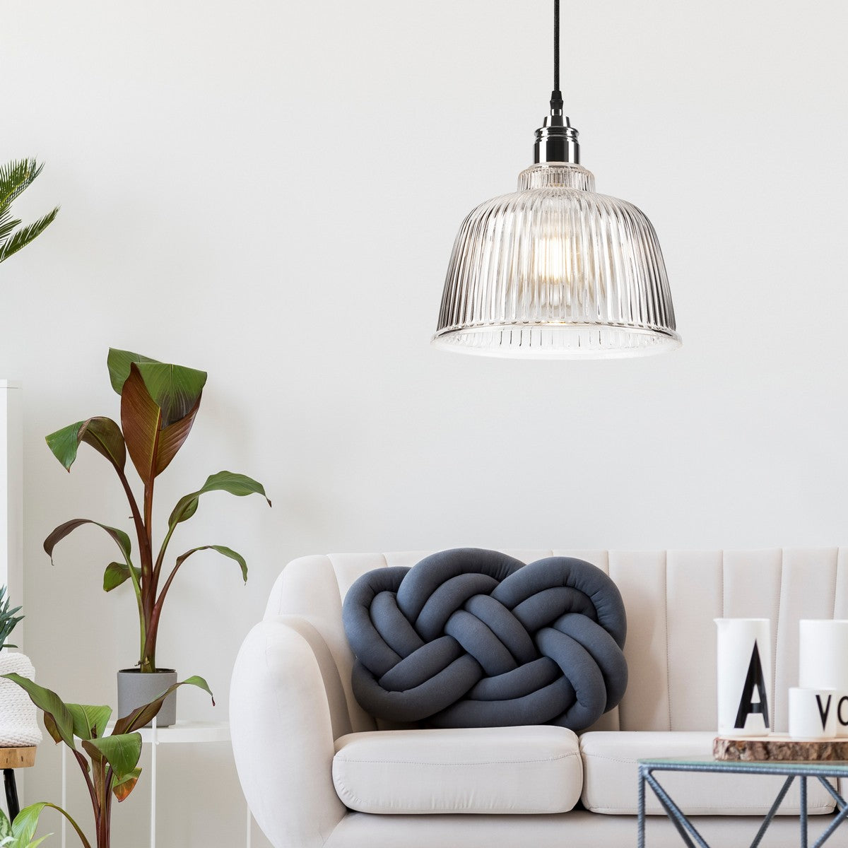 Lampada a Sospensione Asta, Argento, Acciaio, 28x28x81 cm, Seven Design