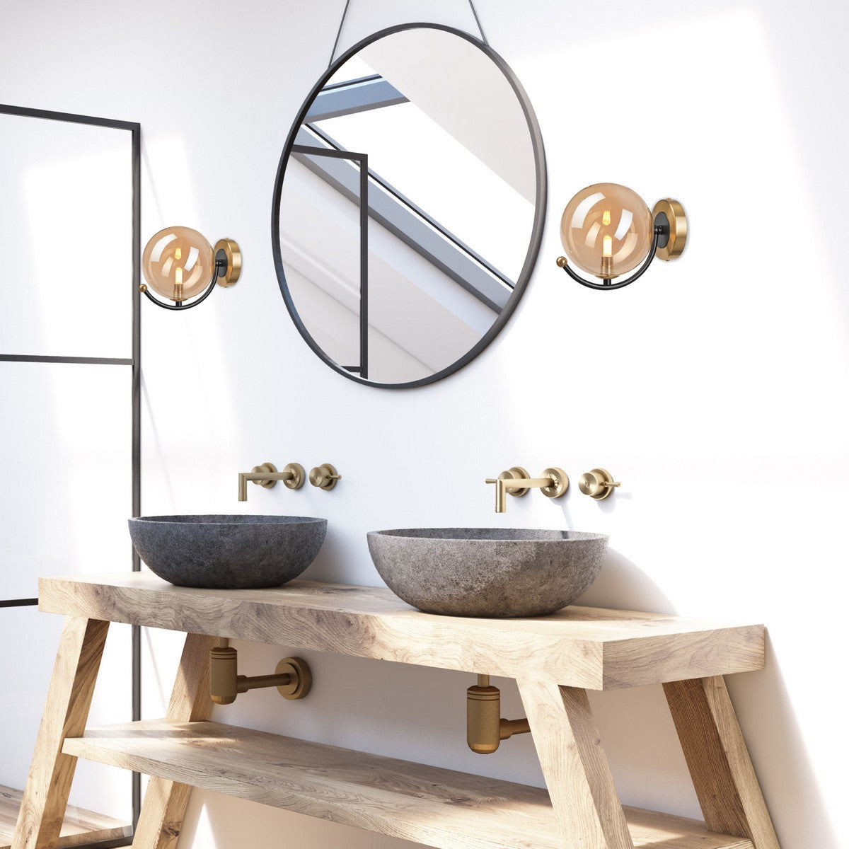 Lampada a Parete Georgia, Oro, Acciaio, 14,5x12x20 cm, Seven Design