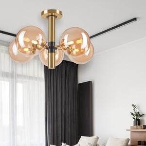 Lampada a Soffitto Rollo, Oro, Acciaio, 35x35x32 cm, Seven Design