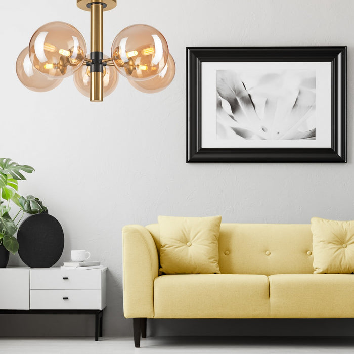 Lampada a Soffitto Rollo, Oro, Acciaio, 35x35x32 cm, Seven Design