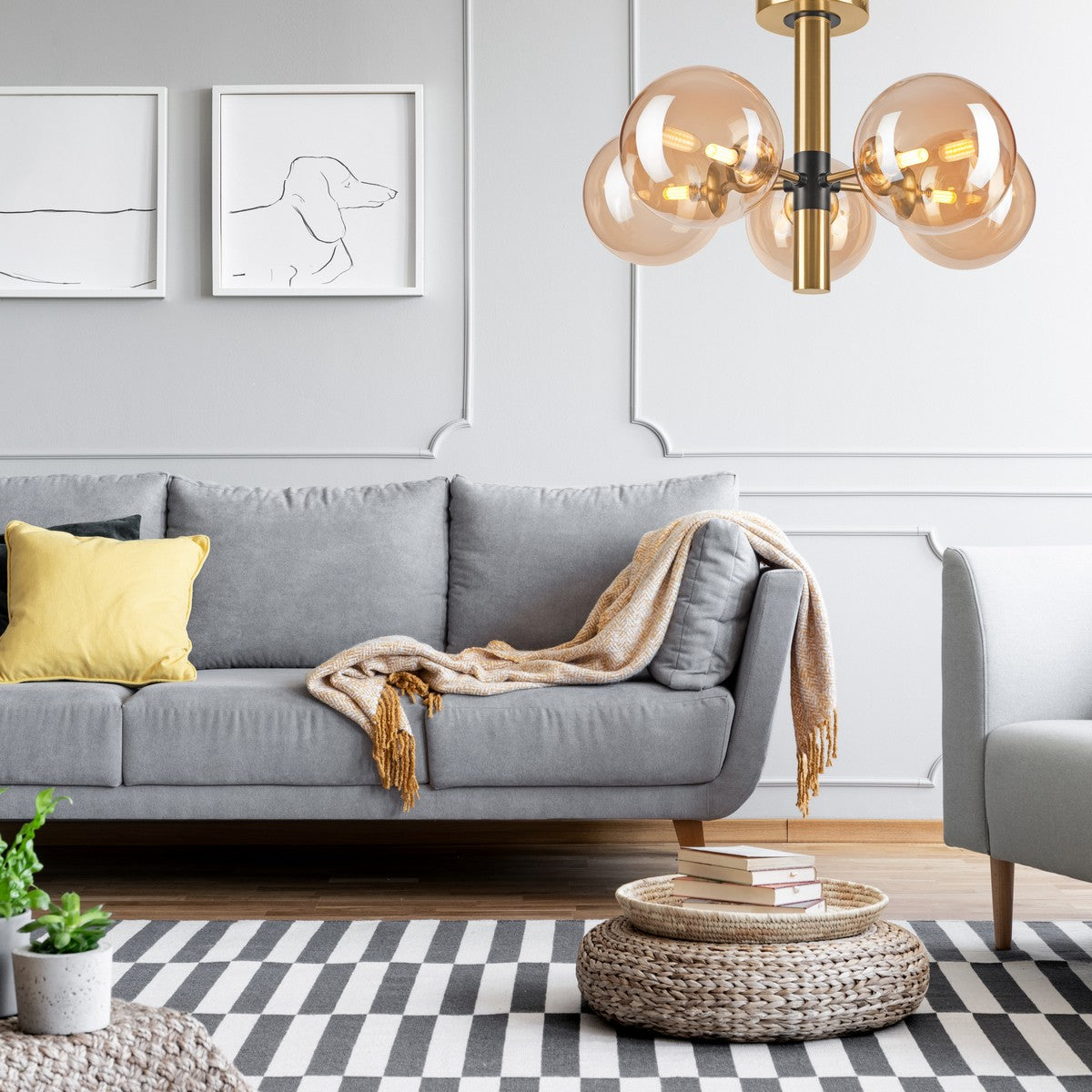 Lampada a Soffitto Rollo, Oro, Acciaio, 35x35x32 cm, Seven Design