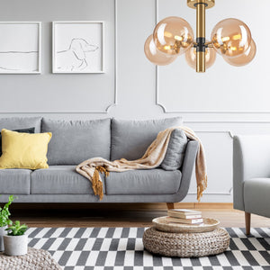 Lampada a Soffitto Rollo, Oro, Acciaio, 35x35x32 cm, Seven Design