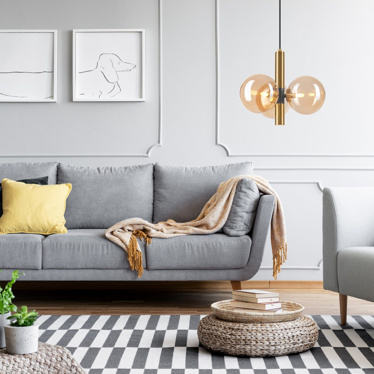 Lampada a Sospensione Rollo, Oro, Acciaio, 35x35x120 cm, Seven Design