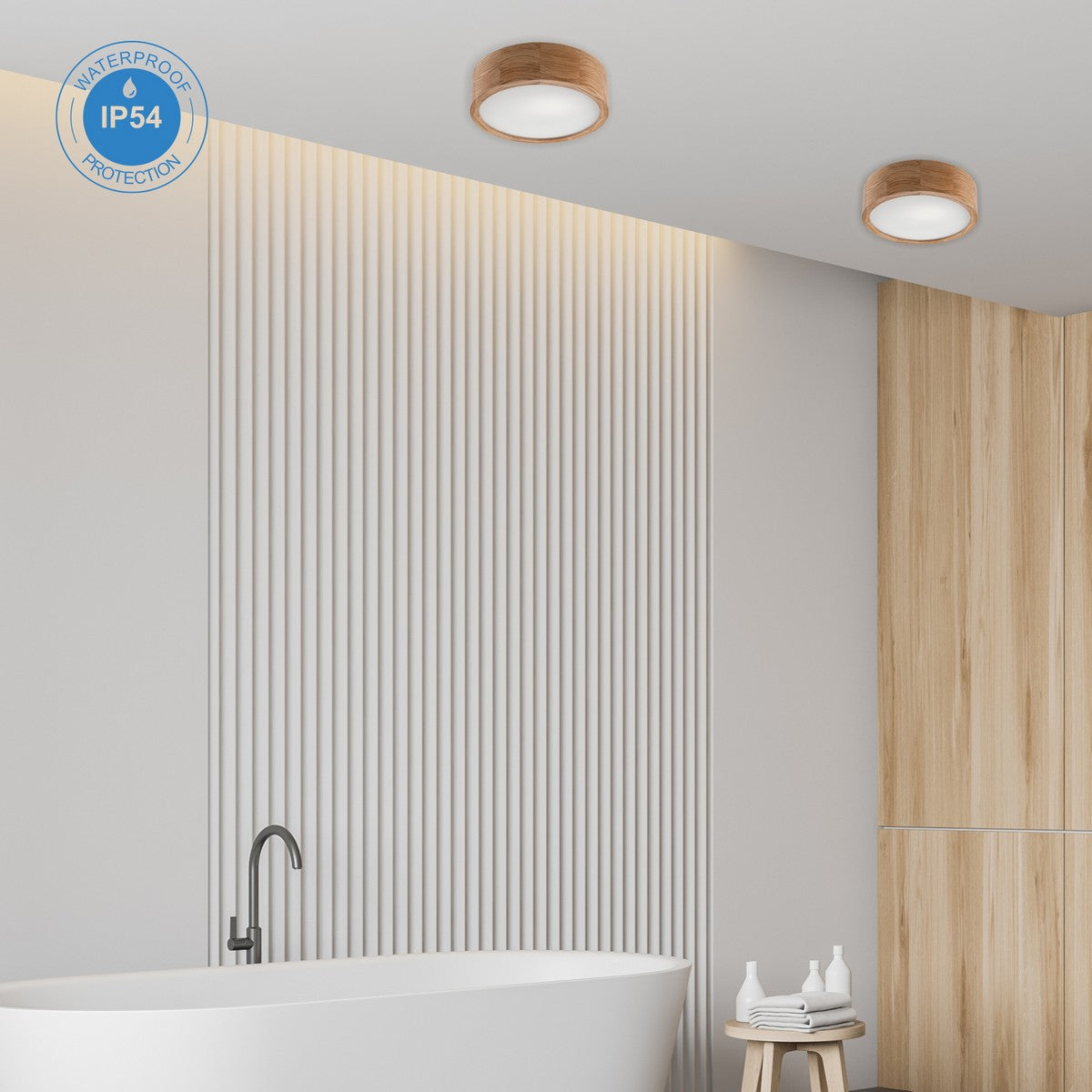 Lampada a Soffitto Eveline, Marrone, Legno, 27x27x80 cm, Seven Design