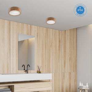 Lampada a Soffitto Eveline, Marrone, Legno, 27x27x80 cm, Seven Design