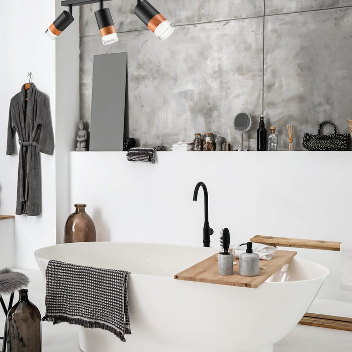 Lampada a Soffitto Aurora, Nero, Acciaio, 45x19x19 cm, Seven Design