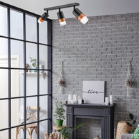 Lampada a Soffitto Aurora, Nero, Acciaio, 45x19x19 cm, Seven Design