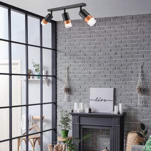 Lampada a Soffitto Aurora, Nero, Acciaio, 45x19x19 cm, Seven Design