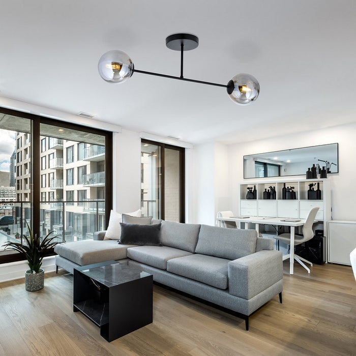 Lampada a Soffitto Aurora, Nero, Acciaio, 45x19x19 cm, Seven Design