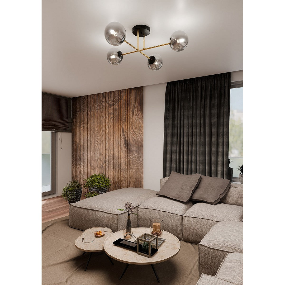 Lampada a Soffitto Magnum, Nero, Acciaio, 55x26x75 cm, Seven Design