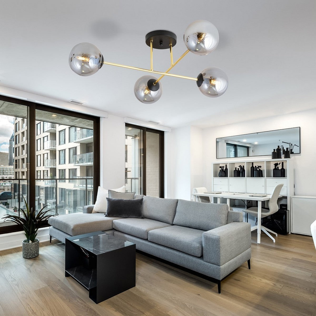 Lampada a Soffitto Magnum, Nero, Acciaio, 55x26x75 cm, Seven Design