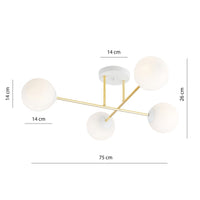 Lampada a Soffitto Magnum 3, Oro, Acciaio, 55x26x75 cm, Seven Design