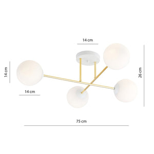 Lampada a Soffitto Magnum 3, Oro, Acciaio, 55x26x75 cm, Seven Design