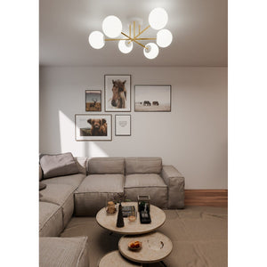 Lampada a Soffitto Magnum 4, Oro, Acciaio, 75x26x75 cm, Seven Design