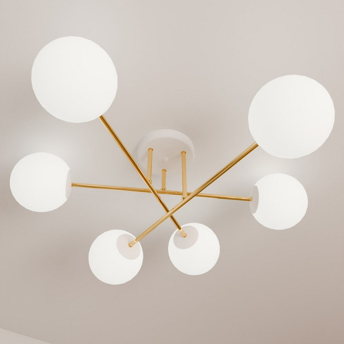 Lampada a Soffitto Magnum 4, Oro, Acciaio, 75x26x75 cm, Seven Design