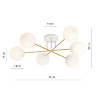 Lampada a Soffitto Magnum 4, Oro, Acciaio, 75x26x75 cm, Seven Design
