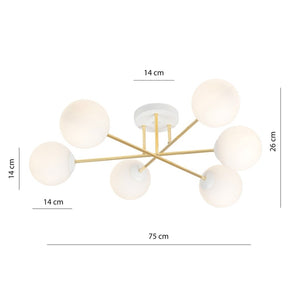 Lampada a Soffitto Magnum 4, Oro, Acciaio, 75x26x75 cm, Seven Design