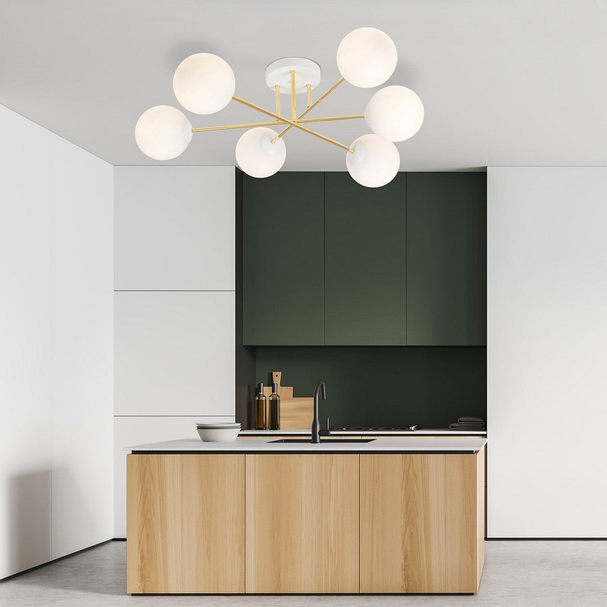 Lampada a Soffitto Magnum 4, Oro, Acciaio, 75x26x75 cm, Seven Design