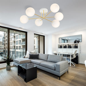 Lampada a Soffitto Magnum 4, Oro, Acciaio, 75x26x75 cm, Seven Design