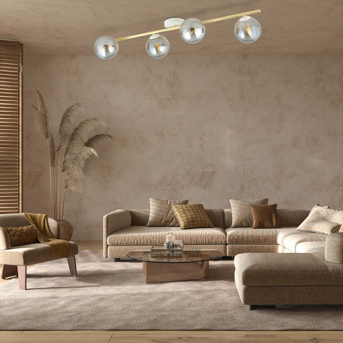 Lampada a Soffitto Splendi 5, Oro, Acciaio, 100x20x29 cm, Seven Design