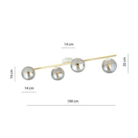 Lampada a Soffitto Splendi 5, Oro, Acciaio, 100x20x29 cm, Seven Design