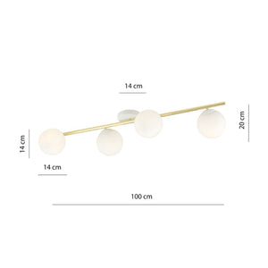 Lampada a Soffitto Splendi 11, Oro, Acciaio, 100x20x29 cm, Seven Design