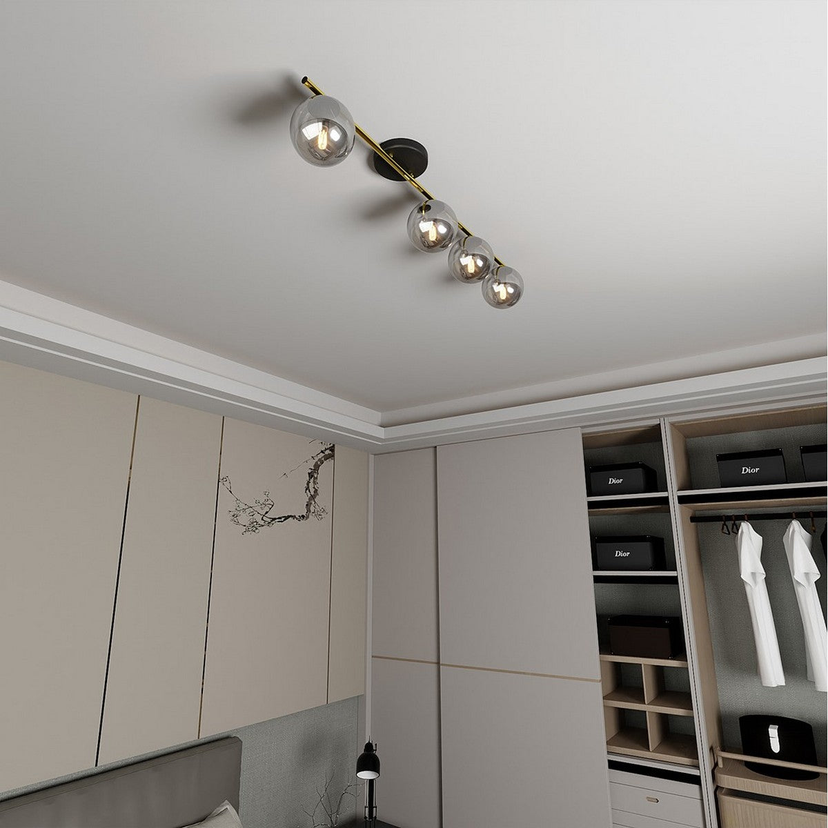 Lampada a Soffitto Monza 1, Oro, Acciaio, 100x20x14 cm, Seven Design