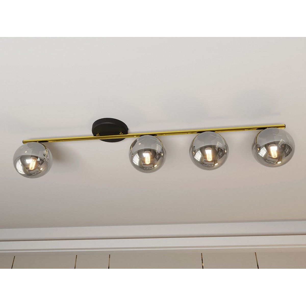 Lampada a Soffitto Monza 1, Oro, Acciaio, 100x20x14 cm, Seven Design