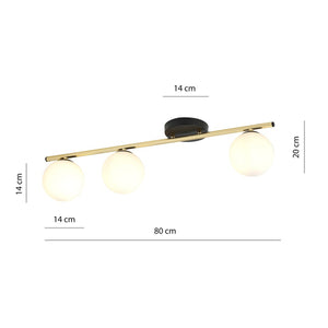 Lampada a Soffitto Monza 4, Oro, Acciaio, 80x20x14 cm, Seven Design