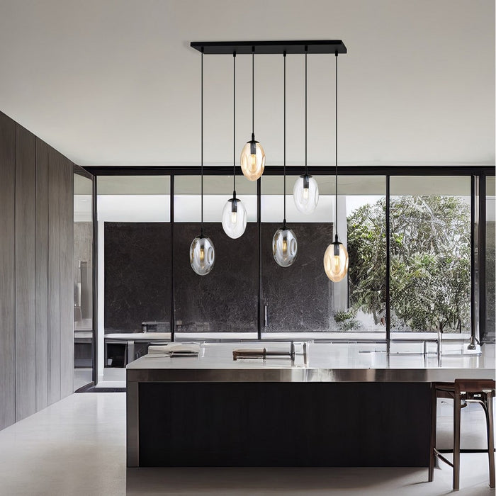 Lampada a Sospensione Astral 10, Nero, Acciaio, 70x100x22 cm, Seven Design