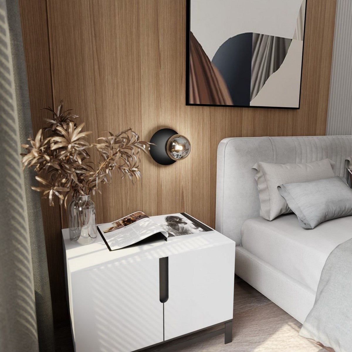 Lampada a Parete Oslo 4, Nero, Acciaio, 20x20x15 cm, Seven Design