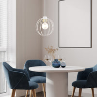 Lampada a Sospensione Gino, Bianco, Acciaio, 24x125x24 cm, Seven Design