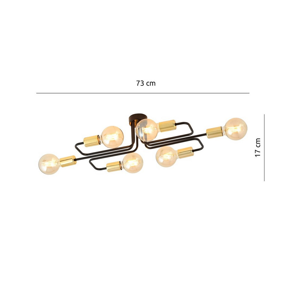 Lampada a Soffitto Veken 3, Nero, Acciaio, 73x17x30 cm, Seven Design