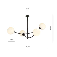 Lampada a Sospensione Hunter 5, Nero, Acciaio, 89x63x89 cm, Seven Design