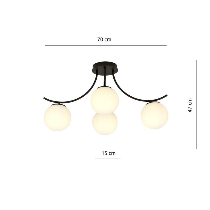 Lampada a Soffitto Boston 1, Nero, Acciaio, 70x37x65 cm, Seven Design