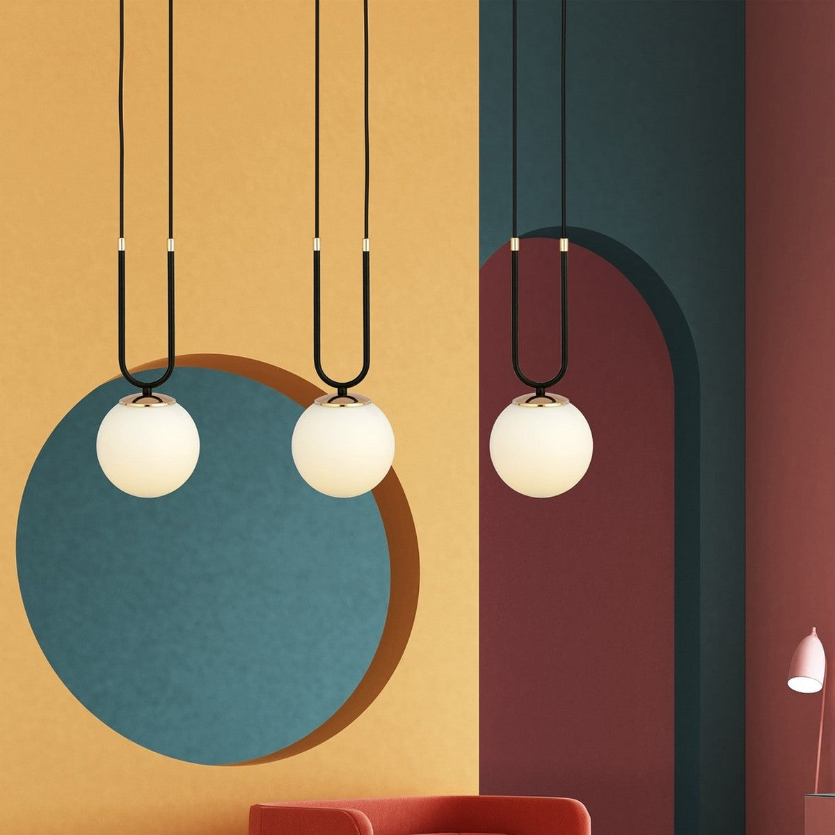 Lampada a Sospensione Glam 1, Nero, Acciaio, 70x115x15 cm, Seven Design