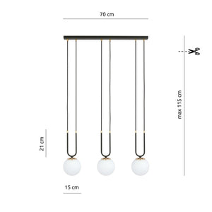 Lampada a Sospensione Glam 1, Nero, Acciaio, 70x115x15 cm, Seven Design