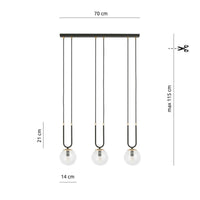 Lampada a Sospensione Glam 4, Nero, Acciaio, 70x115x15 cm, Seven Design