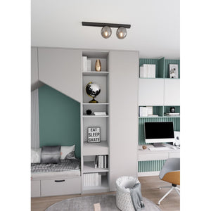 Lampada a Soffitto Fit 4, Nero, Acciaio, 60x17x14 cm, Seven Design